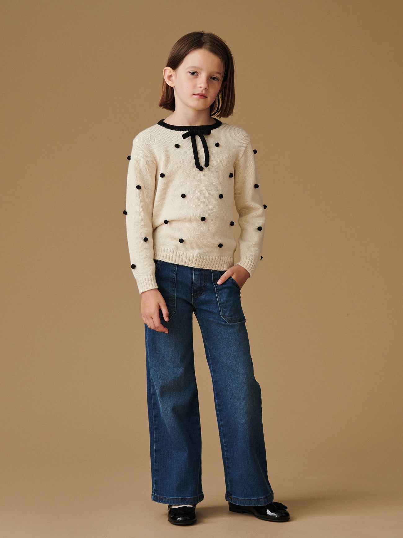 Ivory Polka Dot Rocio Alpaca Girl Jumper