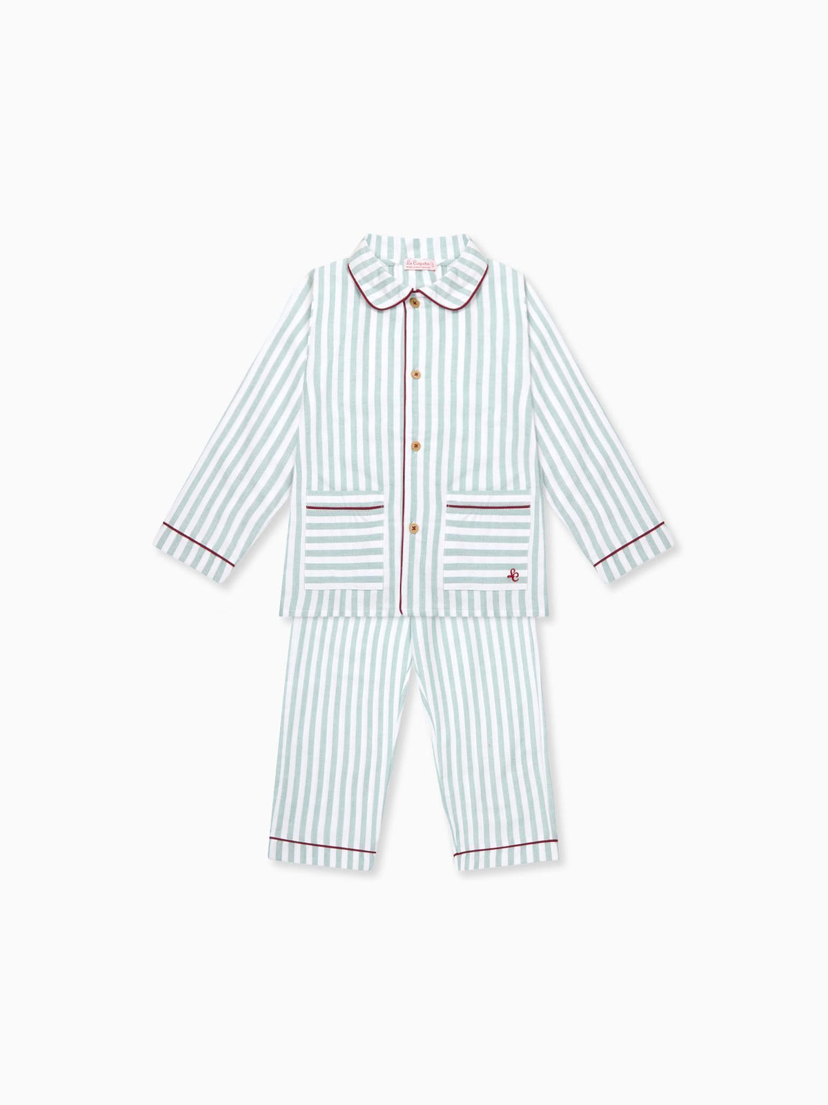 Sage Green Stripe Romero Kids Pyjamas