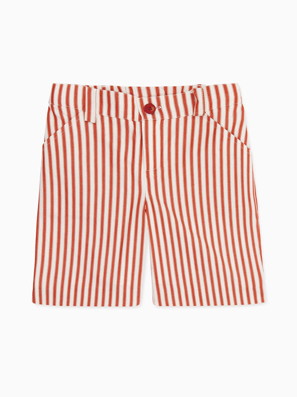 Red Stripe Romo Boy Cotton Shorts