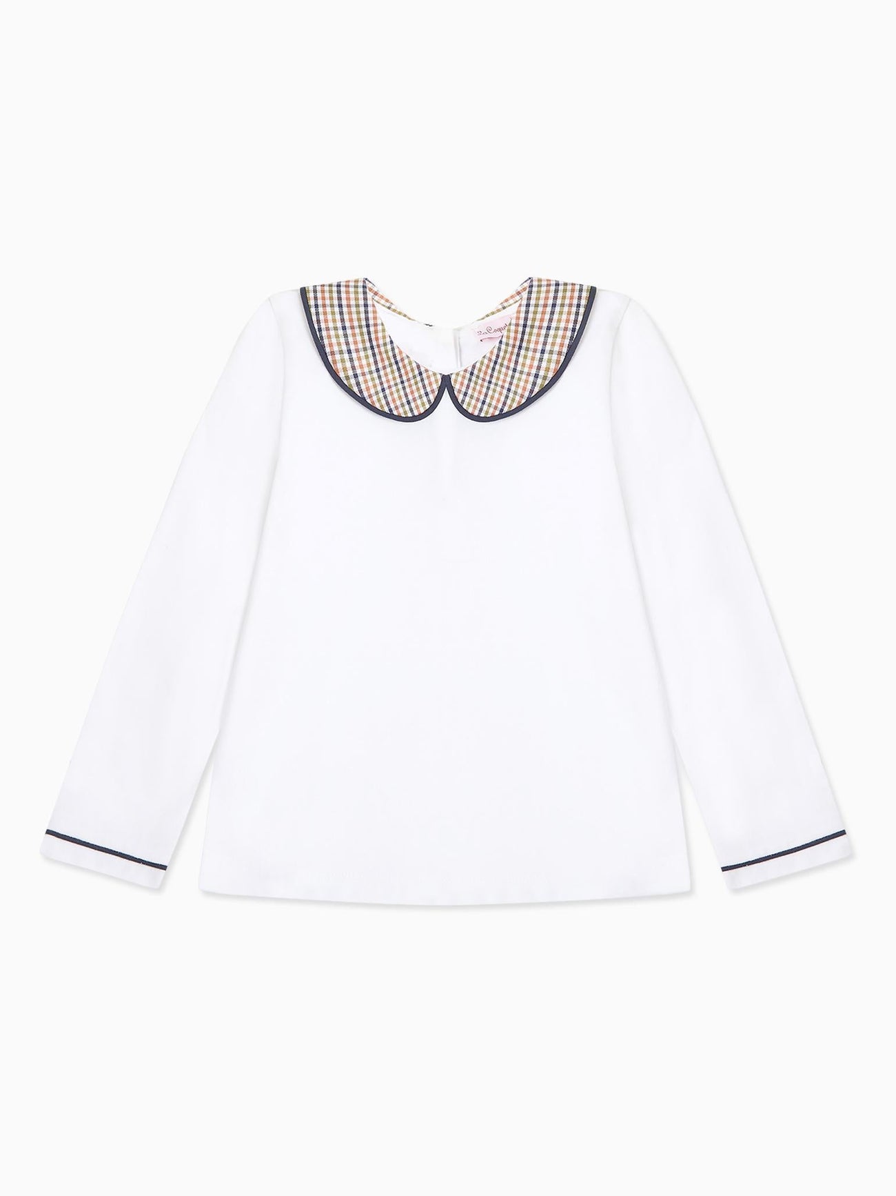 White & Green Check Romo Long Sleeve Baby Top