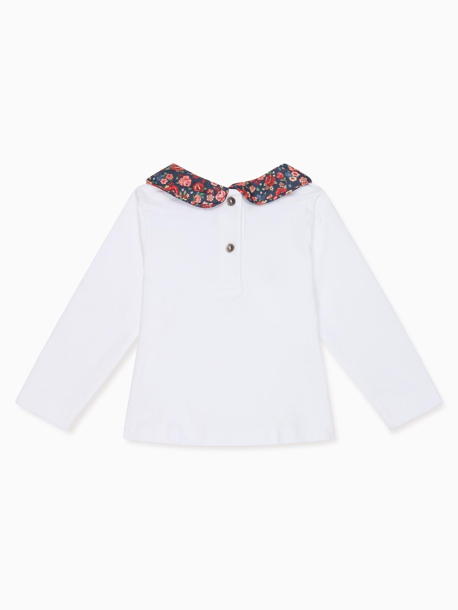 Navy Floral Romo Long Sleeve Baby Girl Top