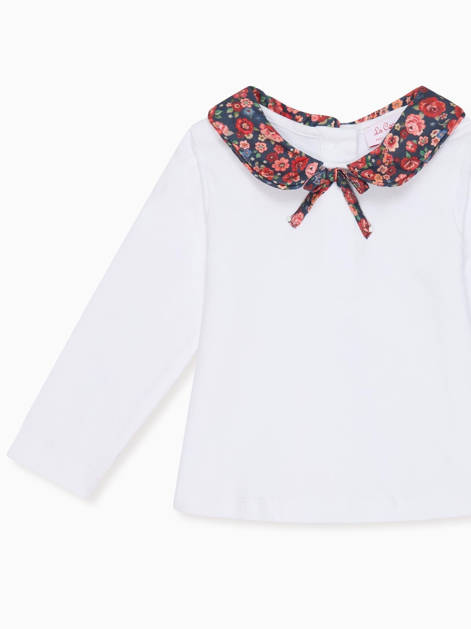 Navy Floral Romo Long Sleeve Baby Girl Top