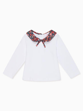 Navy Floral Romo Long Sleeve Baby Girl Top