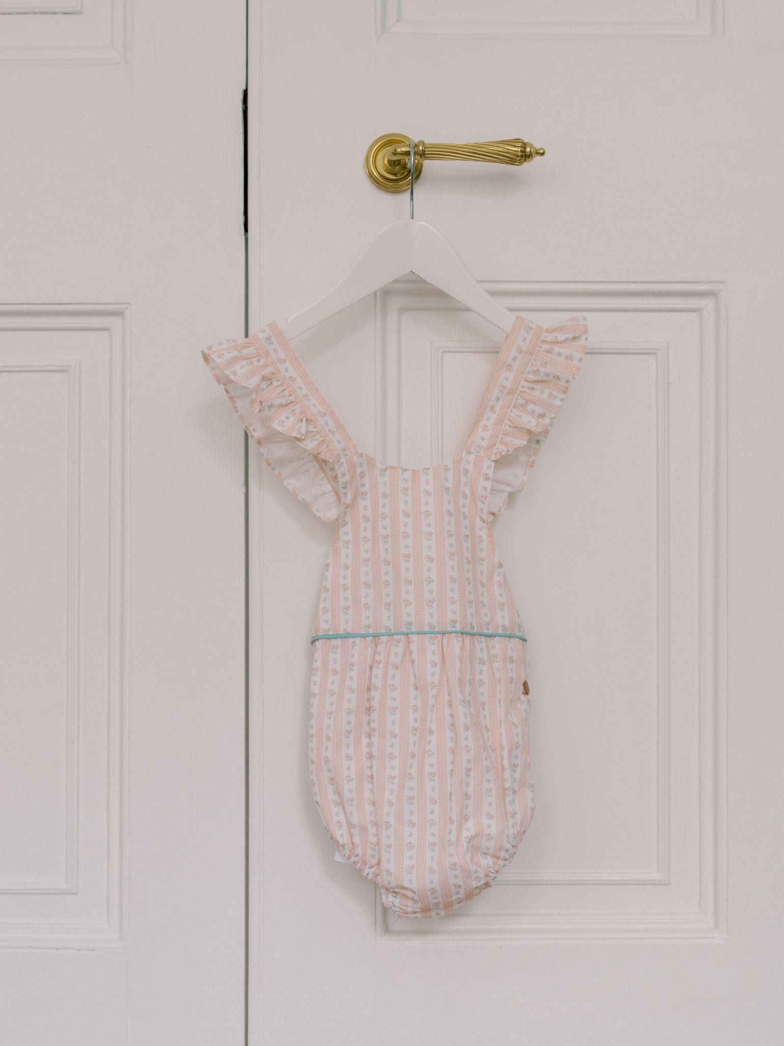 Pink Floral Stripe Ronita Baby Girl Romper Dungarees