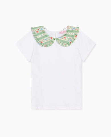 Sage Floral Stripe Rosalin Girl Top