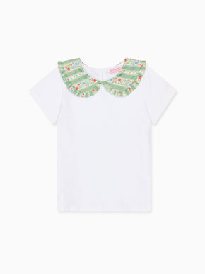 Sage Floral Stripe Rosalin Girl Top