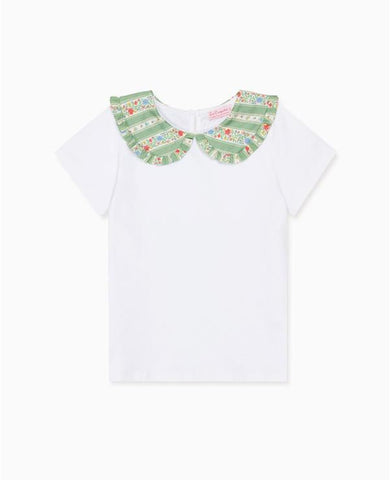 Sage Floral Stripe Rosalin Girl Top
