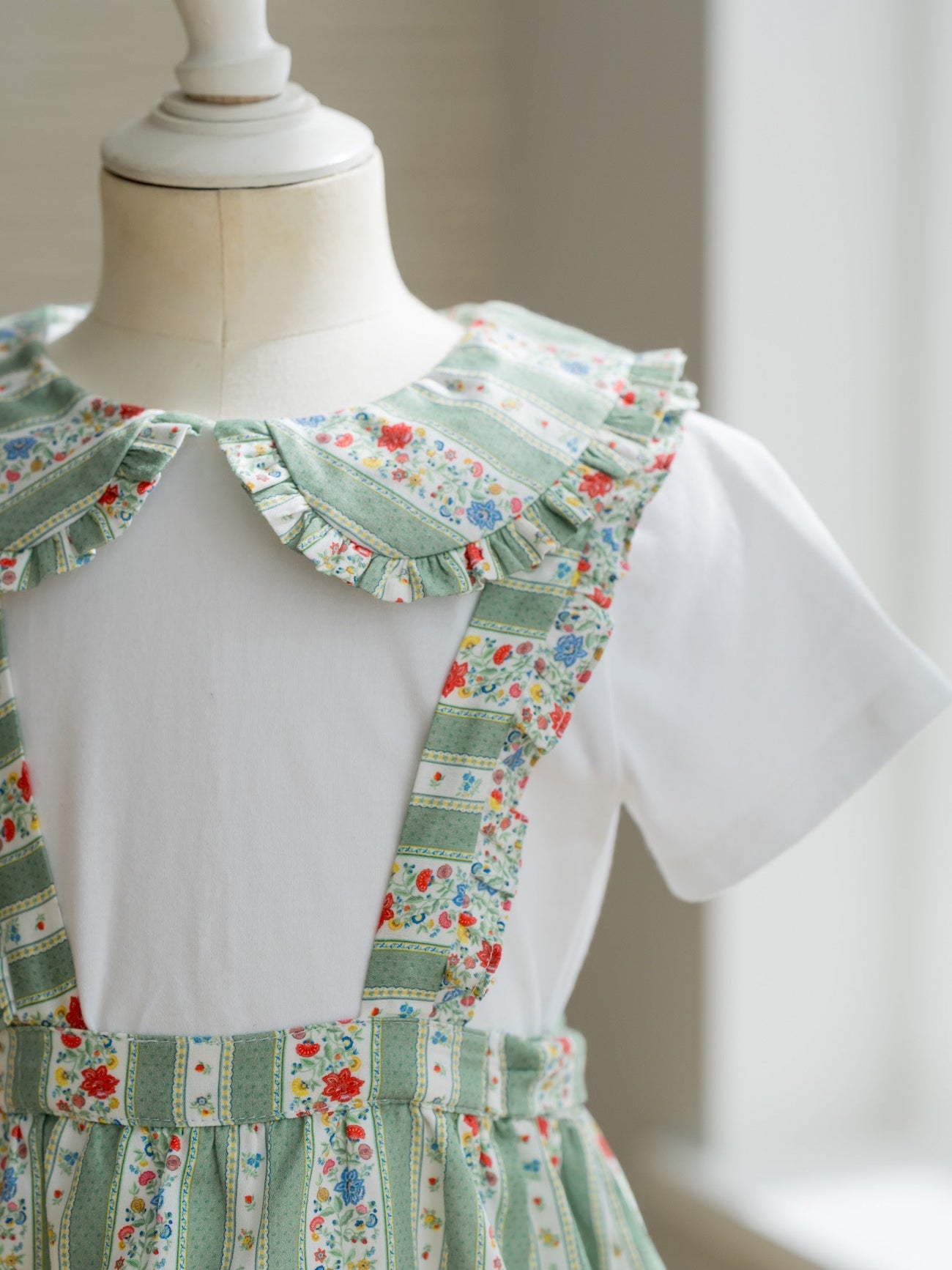 Sage Floral Stripe Rosalin Girl Top