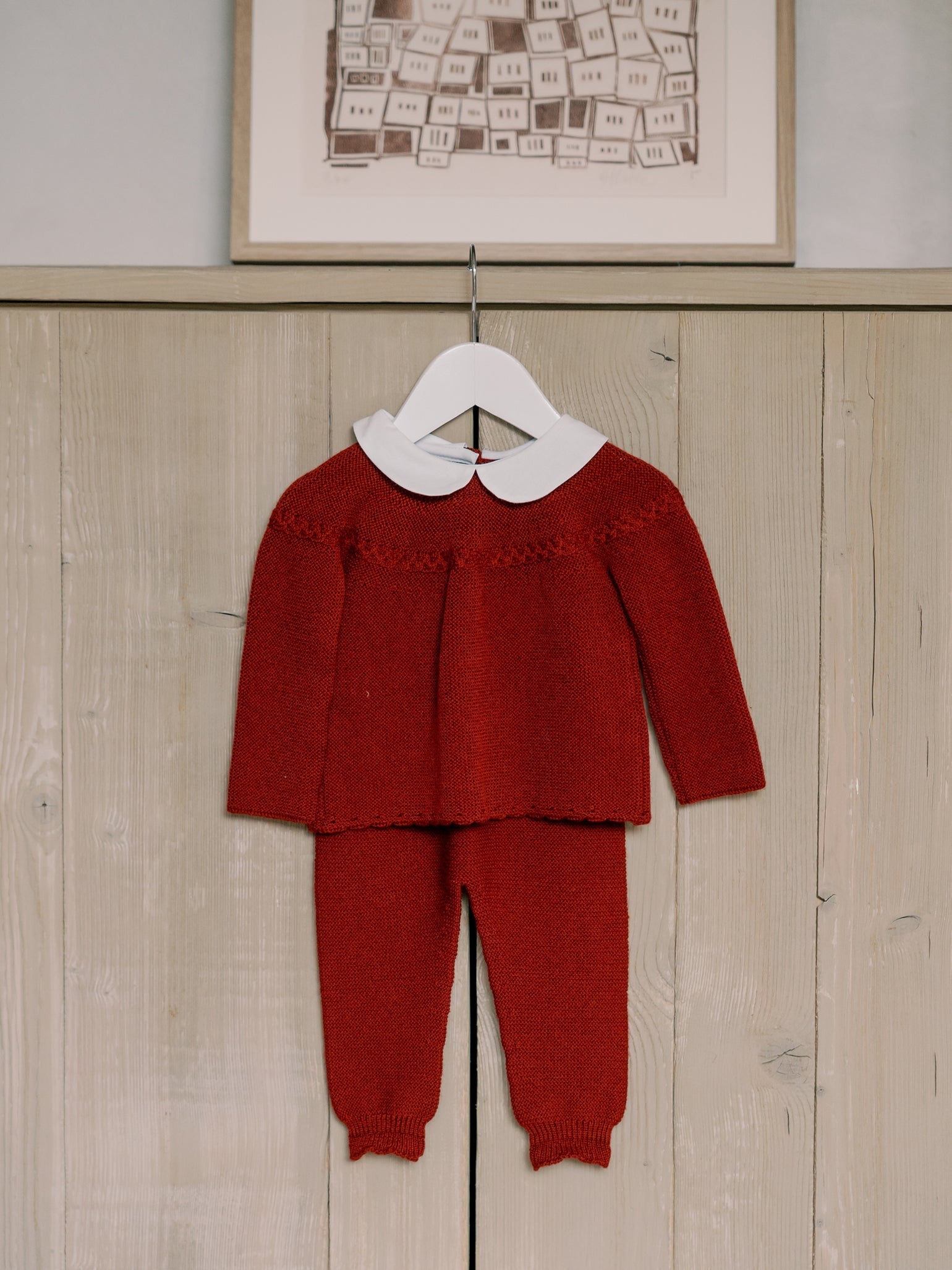 Burgundy Rosauro Merino Baby Knitted Set