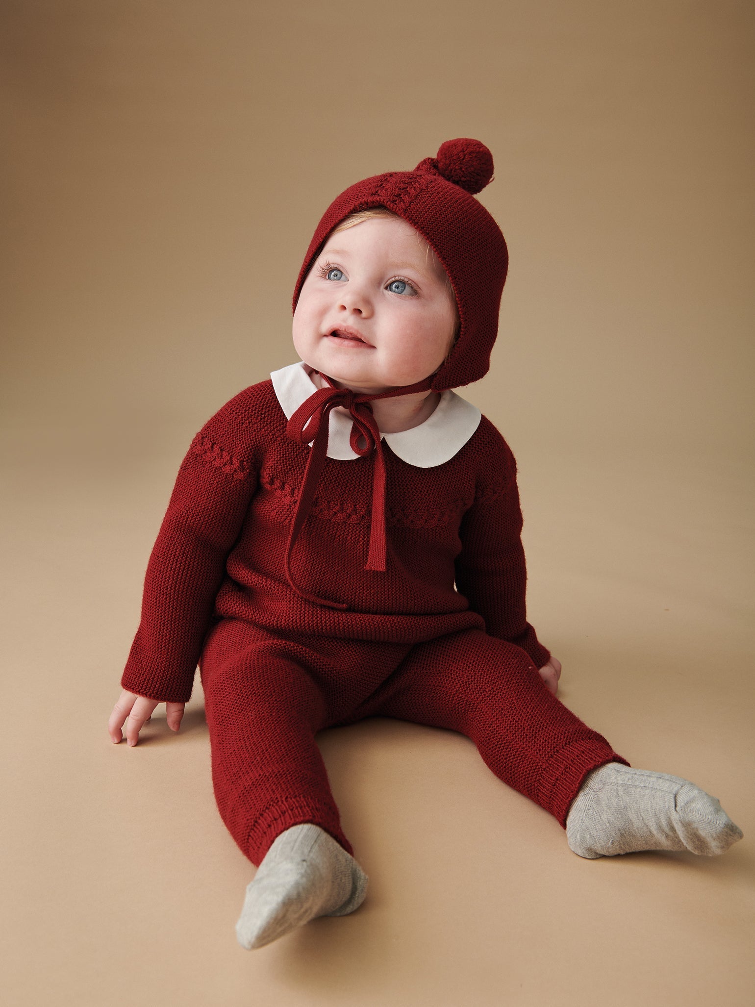 Burgundy Rosauro Merino Baby Knitted Gift Box Set