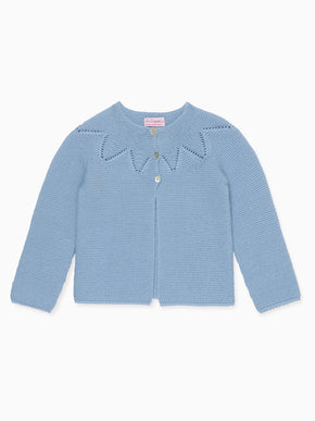 Dusty Blue Roseta Merino Baby Cardigan