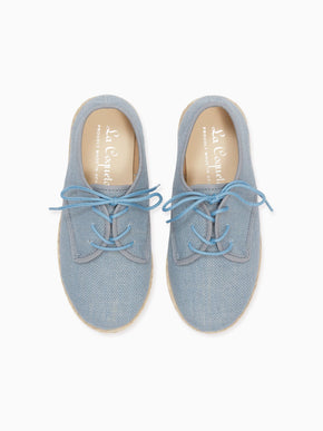 Dusty Blue Rowan Canvas Boy Lace Up Espadrille