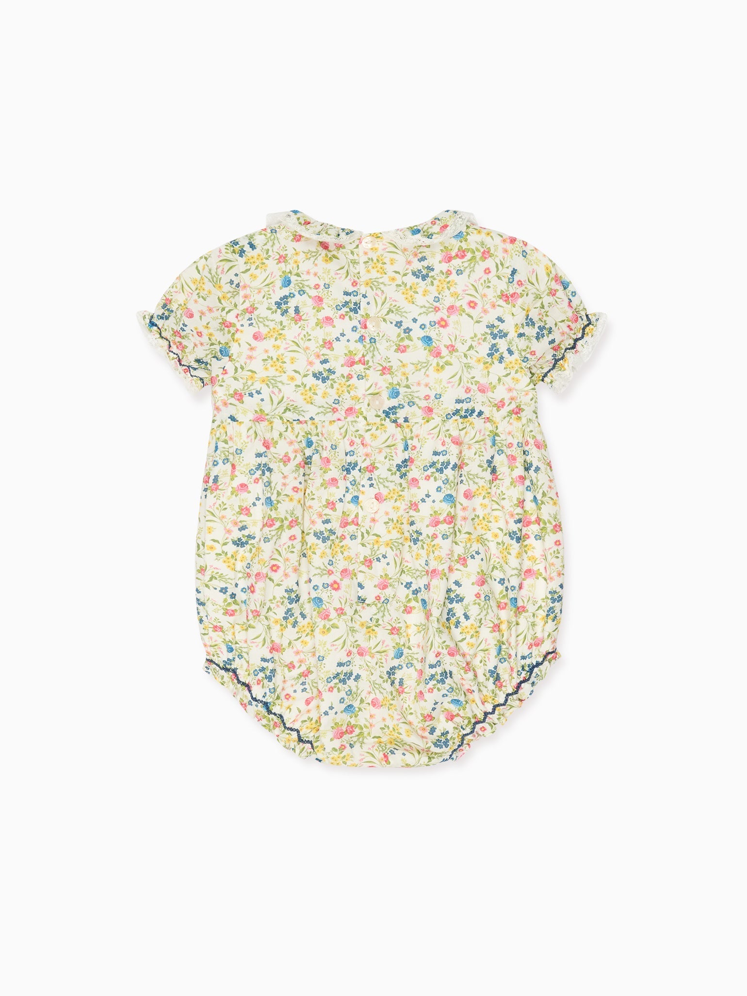 Ivory Floral Sabrina Baby Girl Hand-Smocked Romper