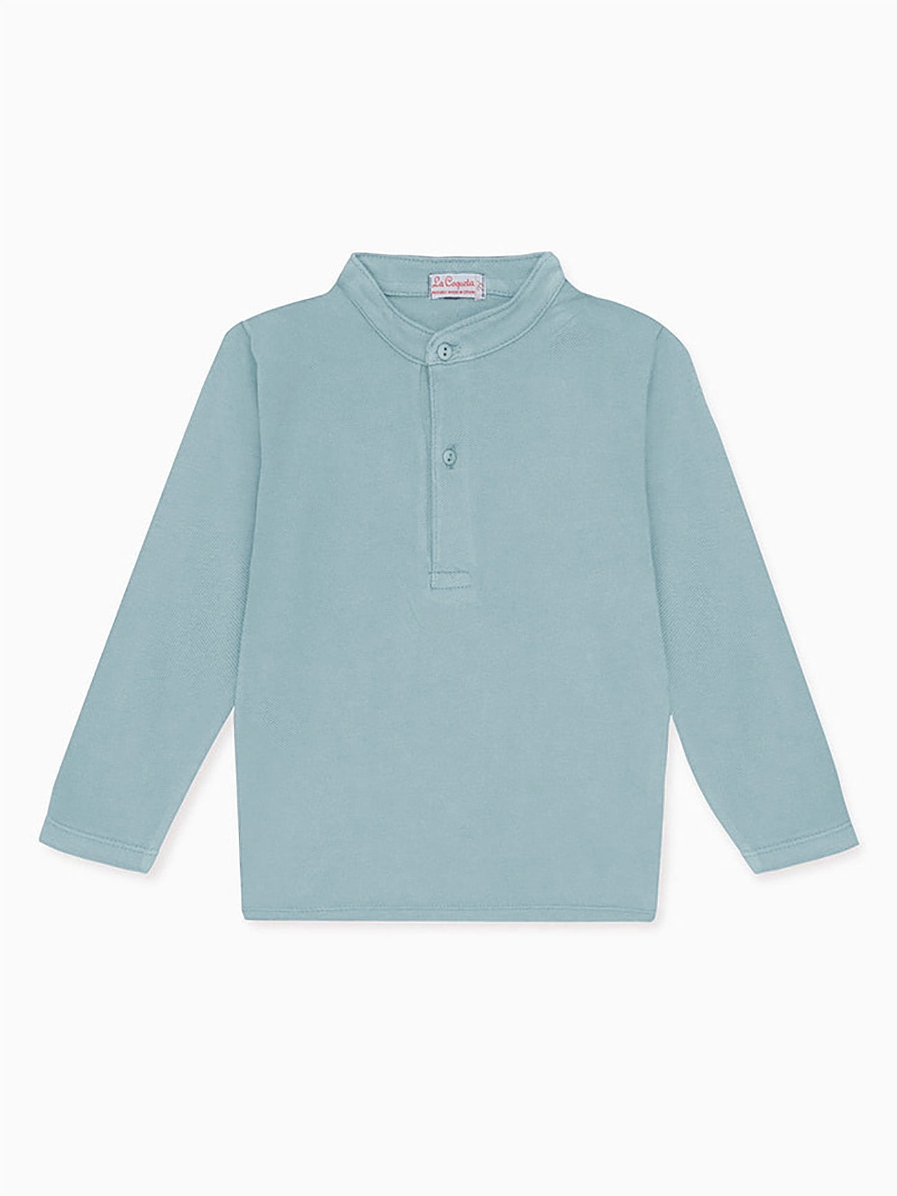 Sage Green Alcomo Long Sleeve Boy Polo Shirt