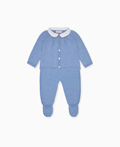 Blue Sanson Cotton Baby Knitted Set