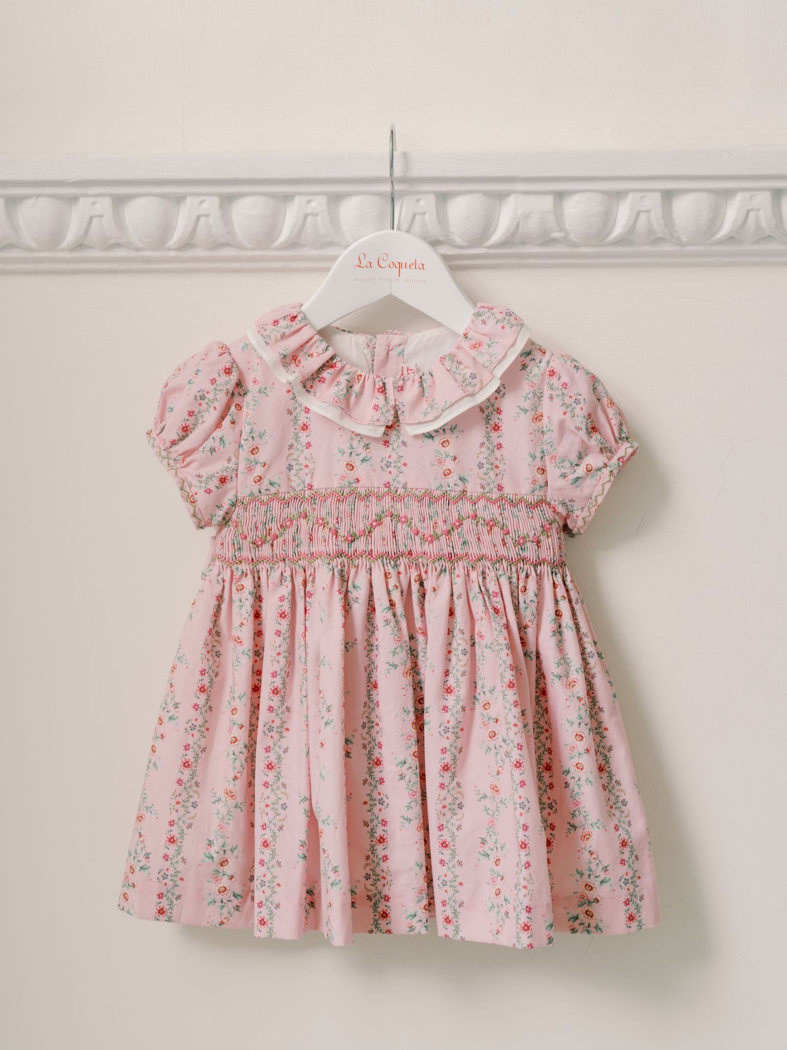 Pink Garland Floral Sara Baby Girl Hand-Smocked Set