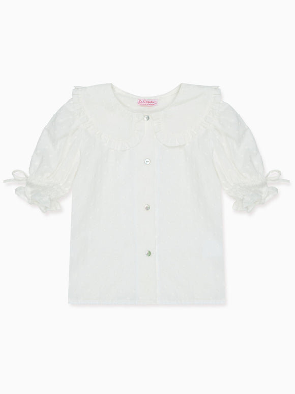 White Polka Dot Sarita Girl Shirt