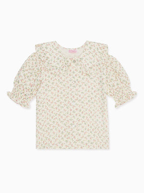 Ivory Floral Sarita Organic Cotton Girl Shirt