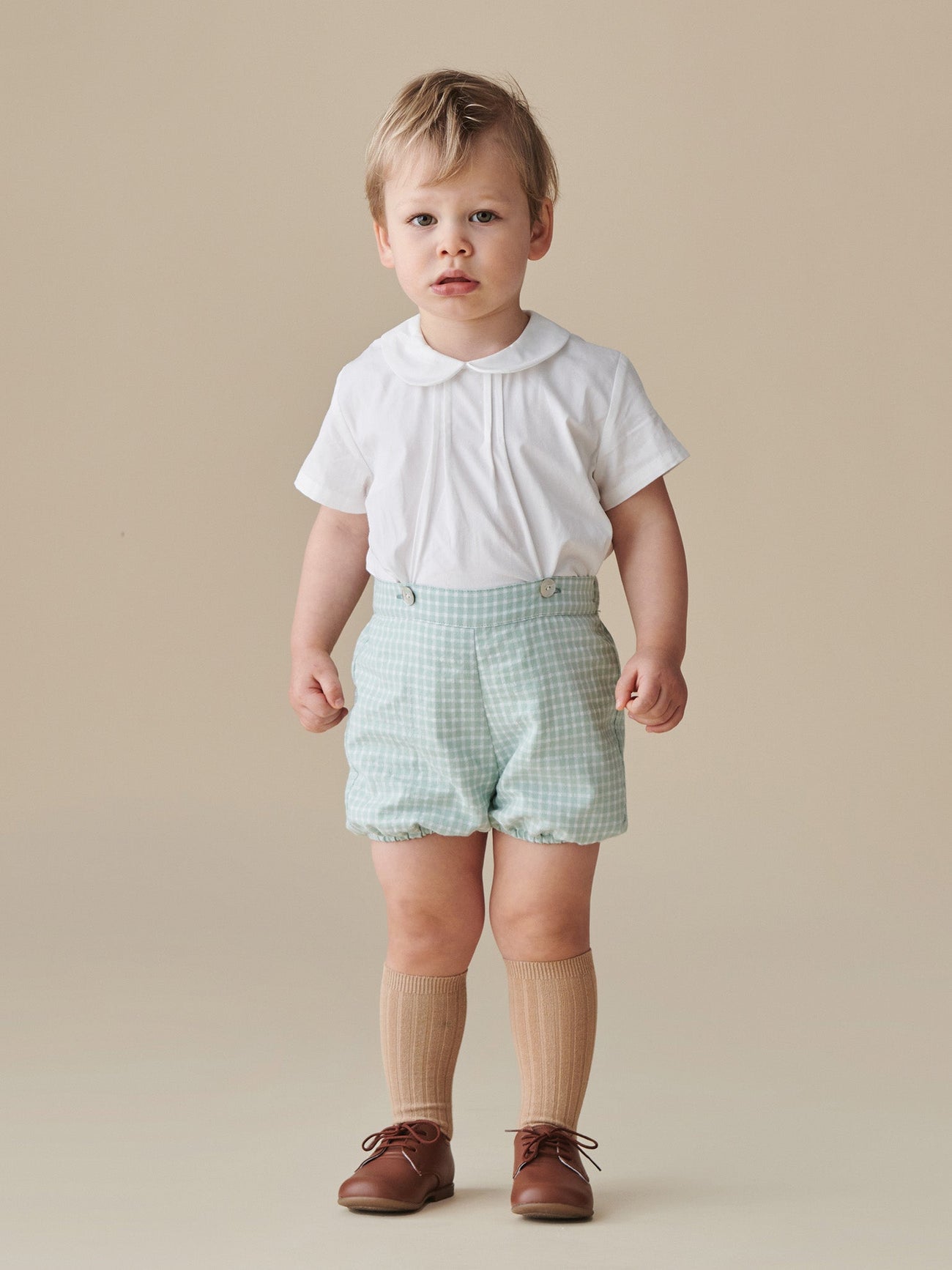 Sage Gingham Sebastian Baby Boy Set