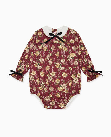 Burgundy Floral Senna Baby Girl Romper