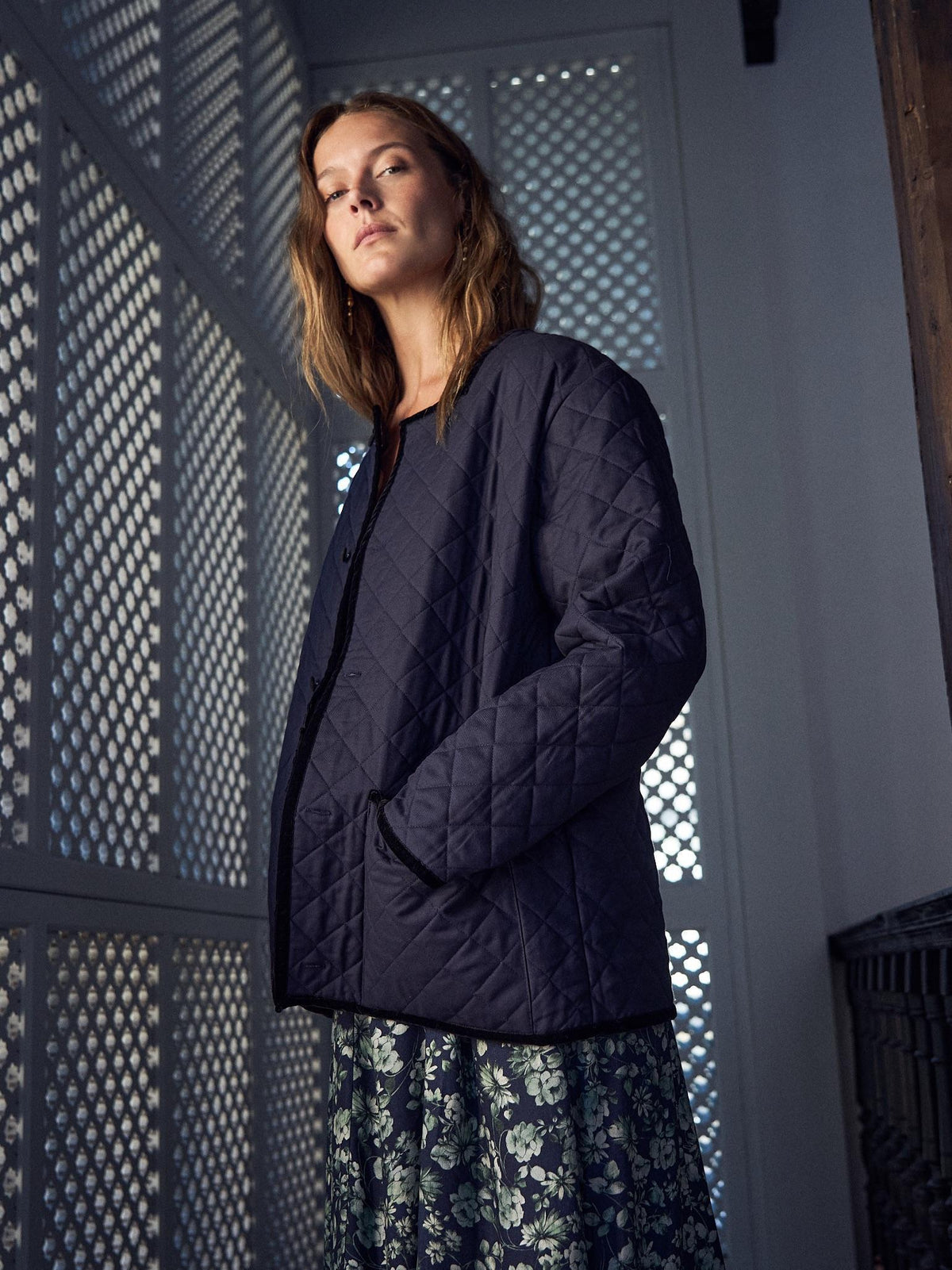 Navy Floral Anais Women Jacket