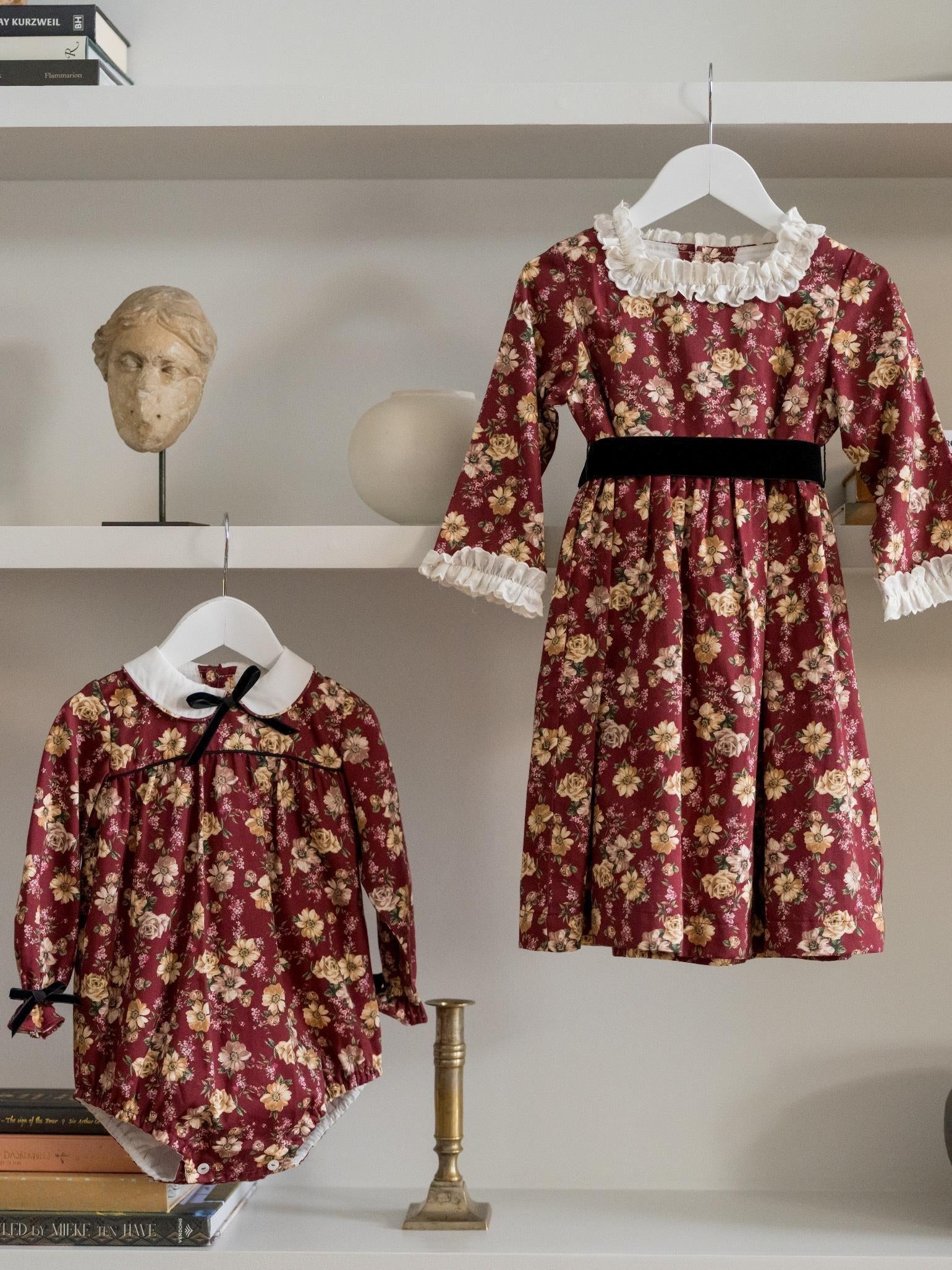 Burgundy Floral Silas Girl Dress