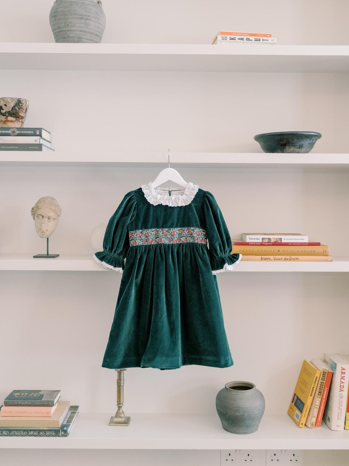 Dark Green Silas Velvet Girl Dress
