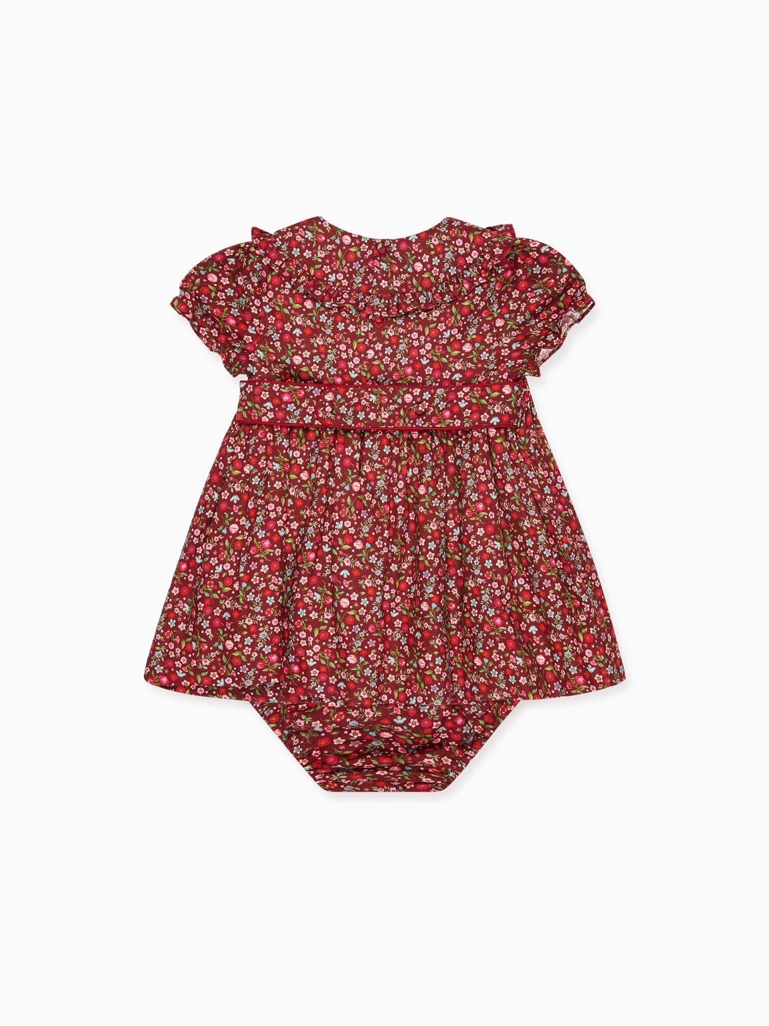 Burgundy Floral Silvana Baby Girl Hand-Smocked Set