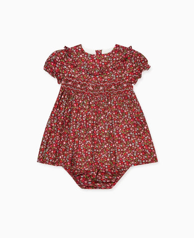 Burgundy Floral Silvana Baby Girl Hand-Smocked Set