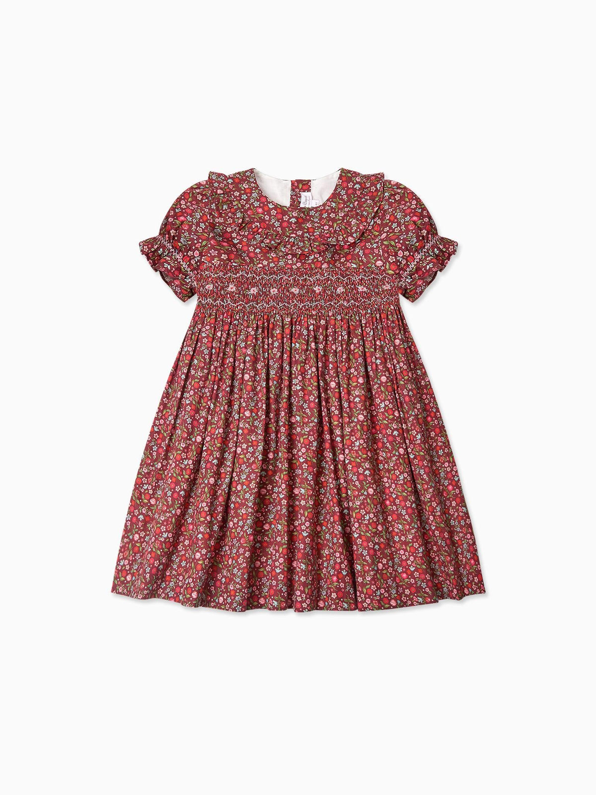 Burgundy Floral Silvana Girl Hand-Smocked Dress