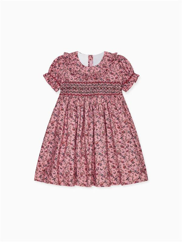 Dusty Pink Floral Silvana Girl Hand-Smocked Dress