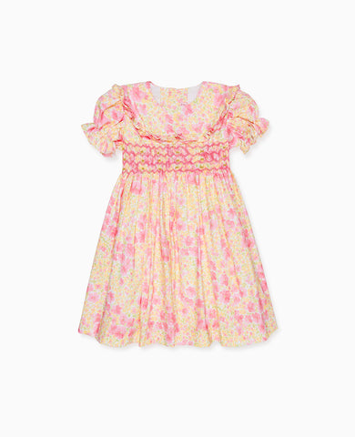 Pink Floral Silvana Girl Hand-Smocked Dress