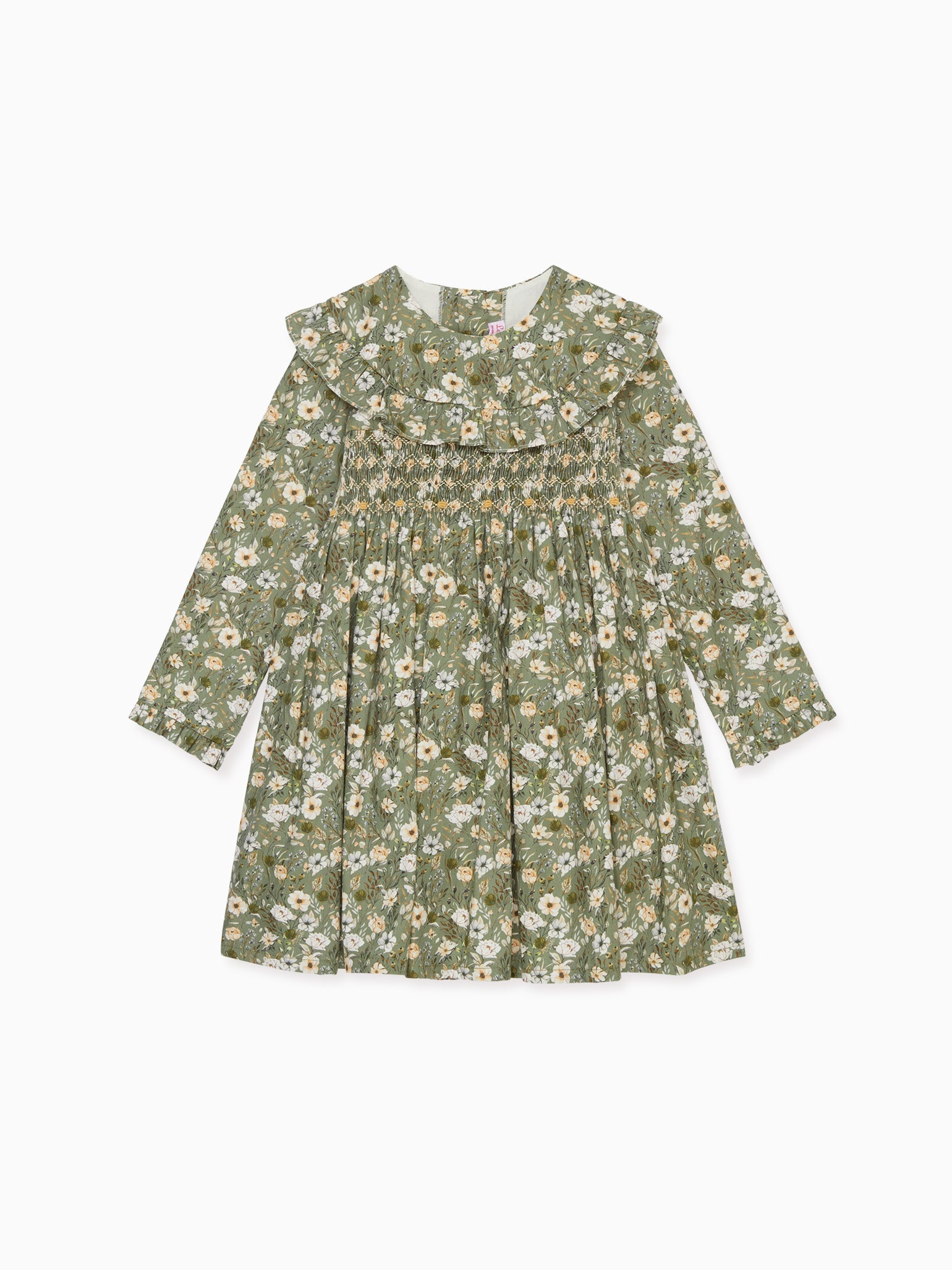 Sage Floral Silvana Girl Hand-Smocked Dress