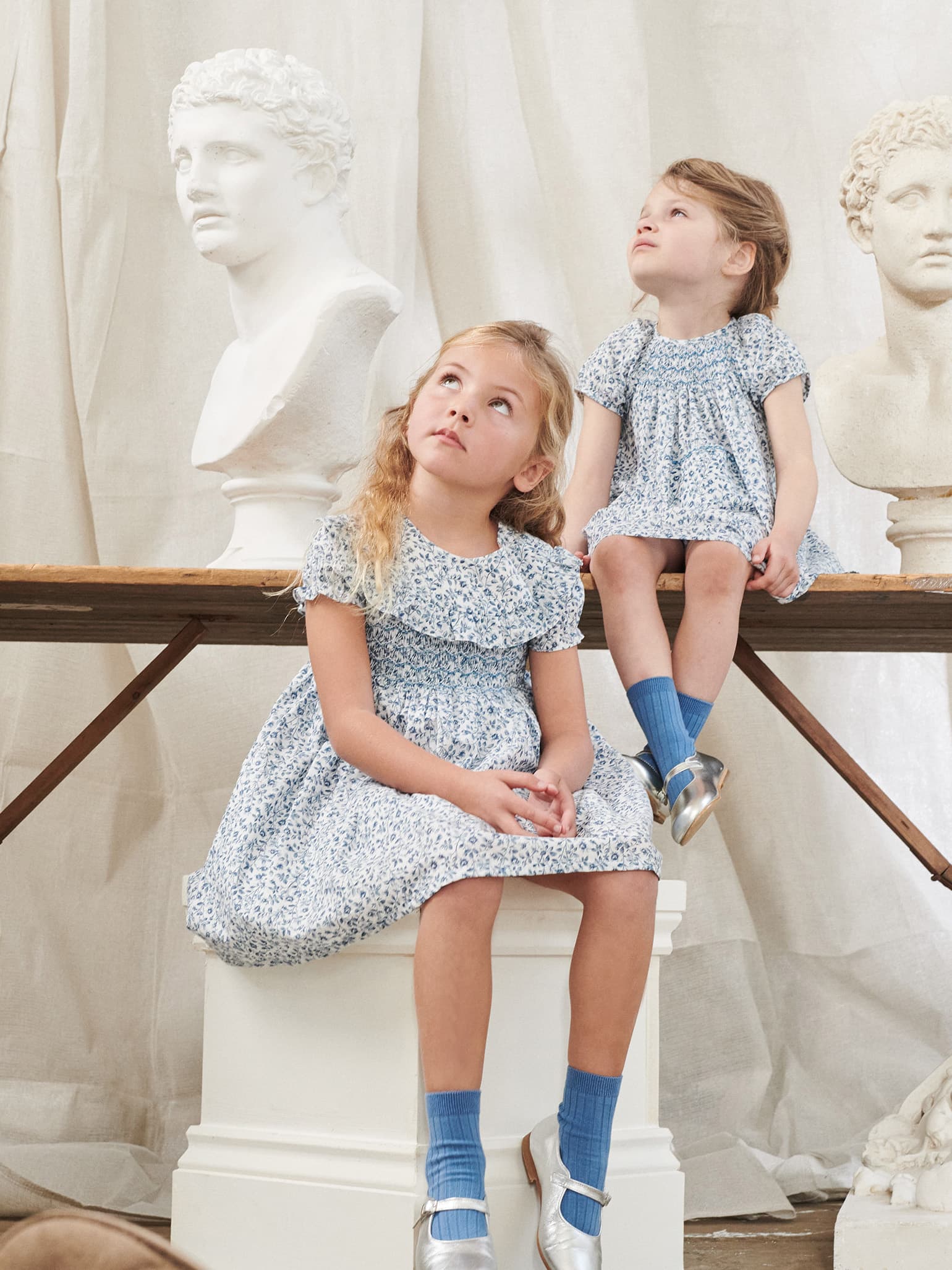 Blue Floral Silvana Girl Hand-Smocked Dress