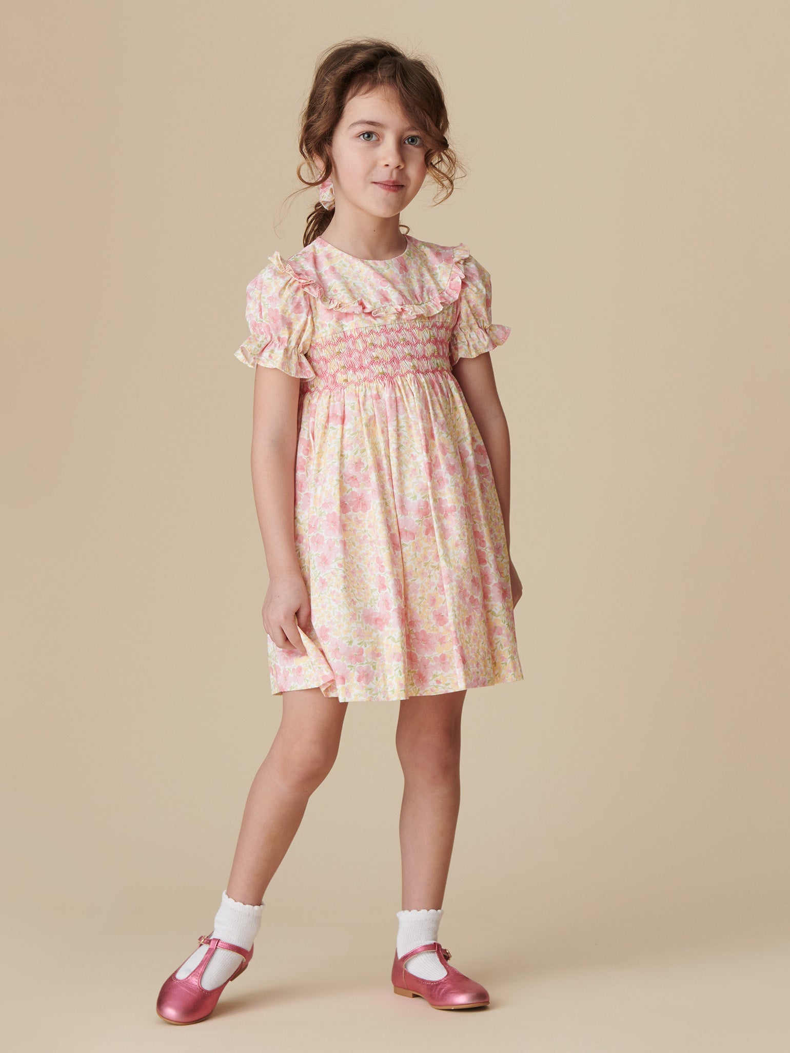 Pink Floral Silvana Girl Hand-Smocked Dress