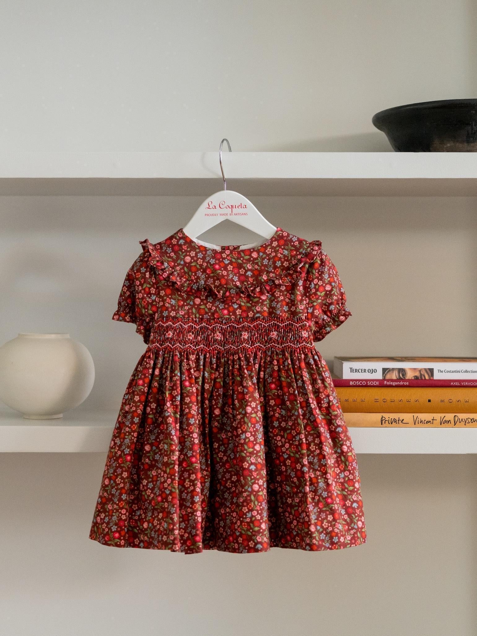 Burgundy Floral Silvana Baby Girl Hand-Smocked Set