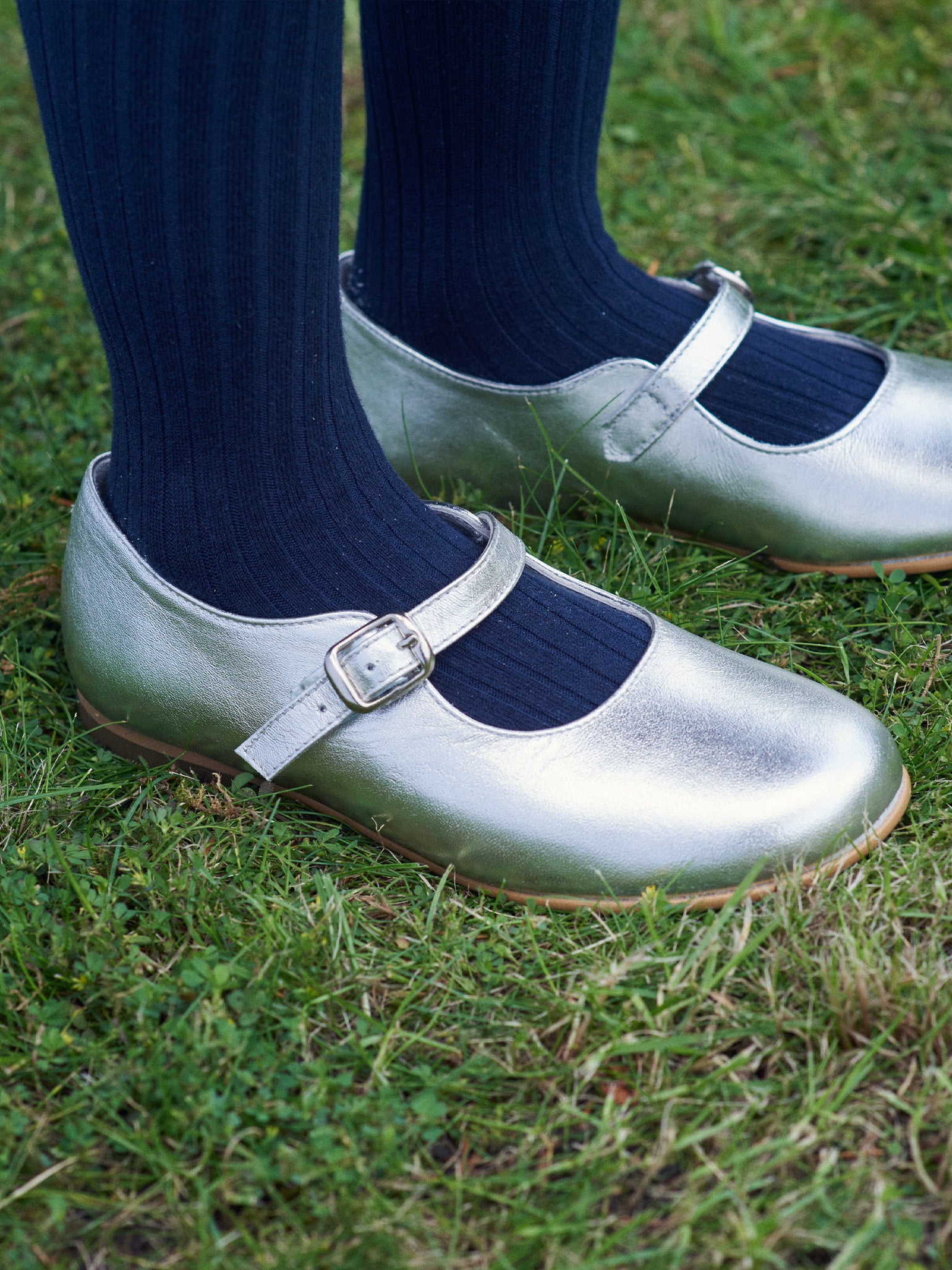 Silver Leather Girl Mary Jane Shoes