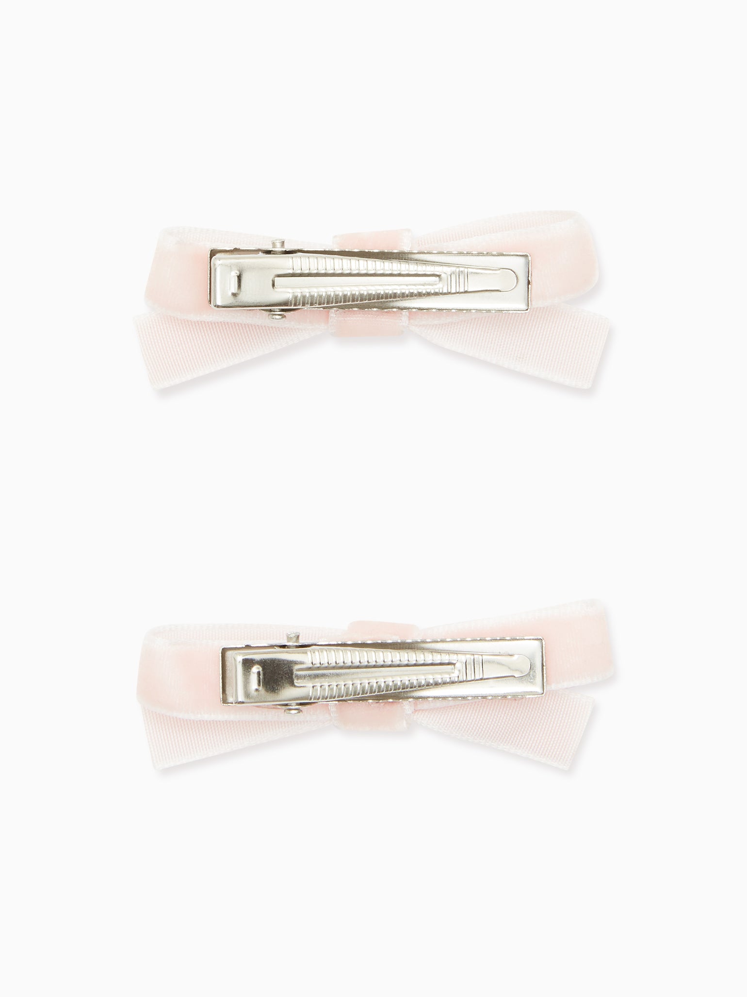 Pink Small Bow Velvet Girl Clips Set 2