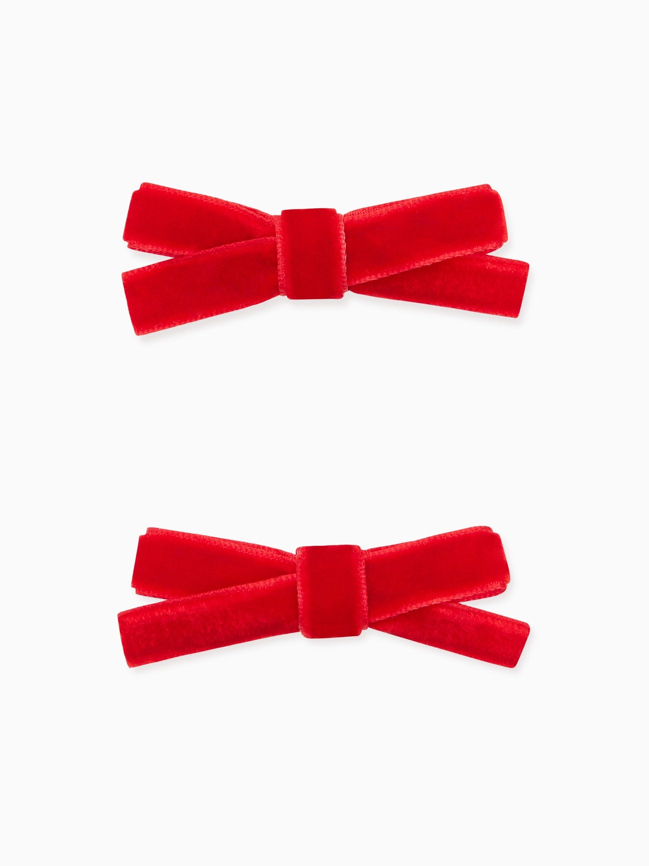 Red Small Bow Velvet Girl Clips Set 2