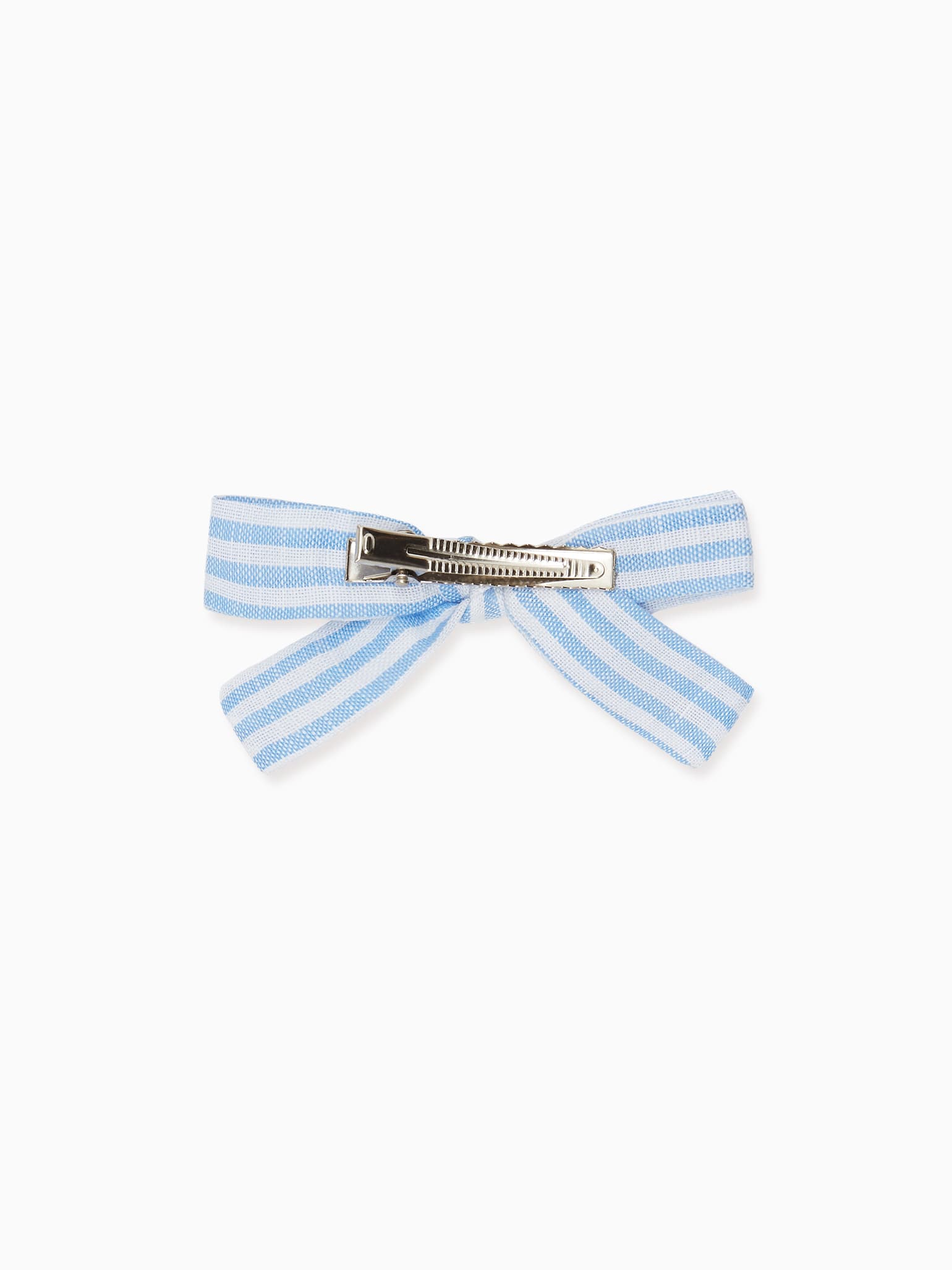 Blue Stripe Soft Ribbon Bow Girl Clip