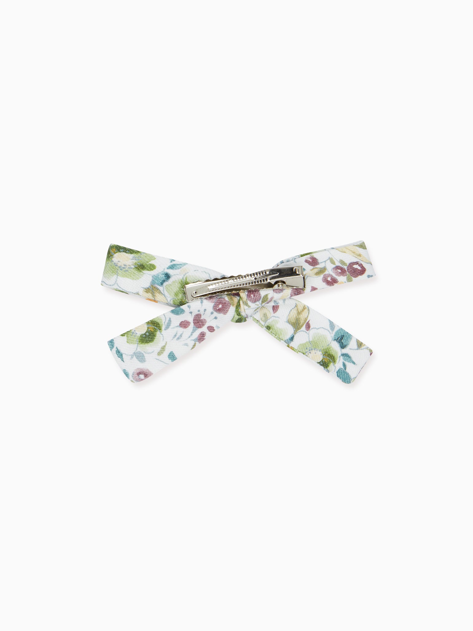 Green Floral Soft Ribbon Bow Girl Clip