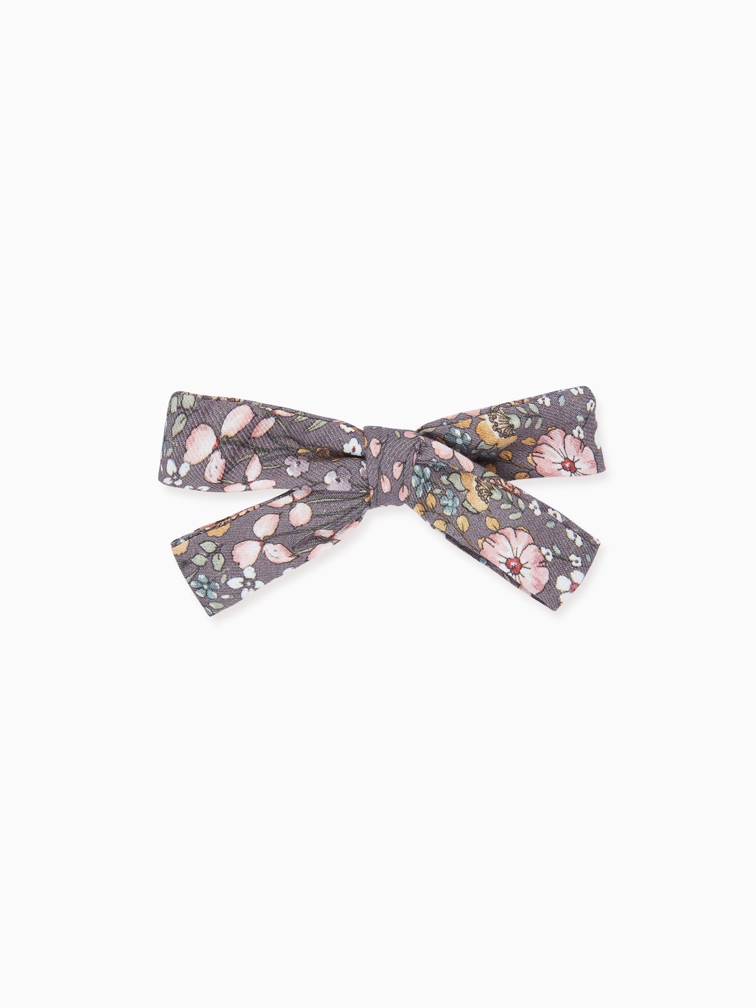 Taupe Floral Soft Ribbon Bow Girl Clip