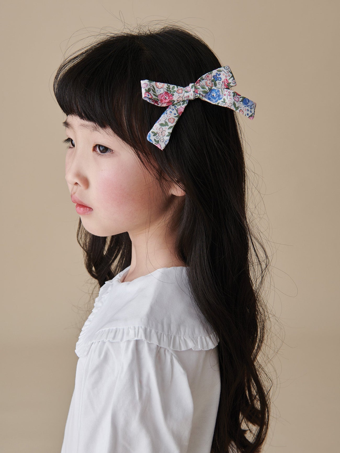 Fuchsia Floral Girl Soft Ribbon Bow Clip