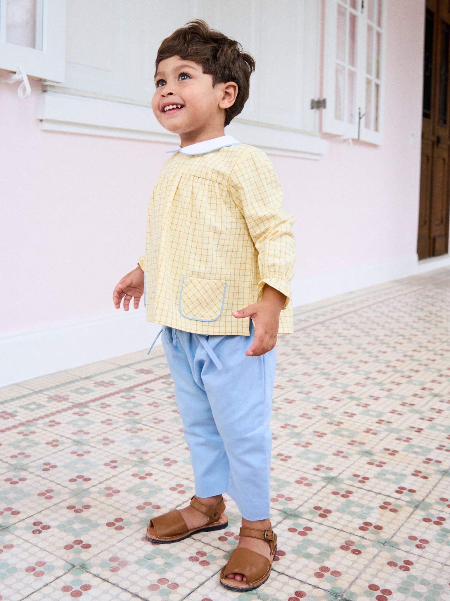 Yellow Check Sol Baby Shirt