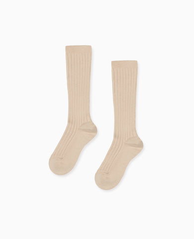 Stone Ribbed Knee High Kids Socks