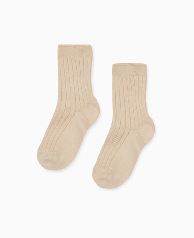 Stone Ribbed Short Kids Socks