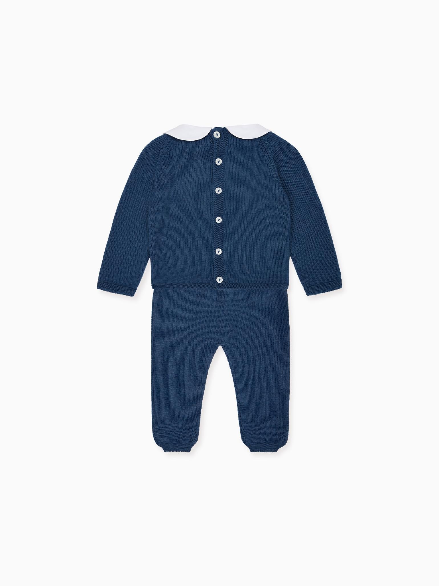 Petrol Blue Ellis Merino Baby Knitted Set