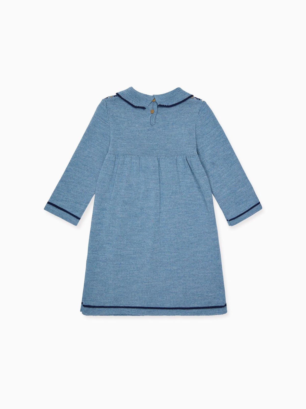 Slate Blue Aldara Merino Fair Isle Girl Knitted Dress