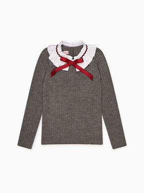 Grey Melange Tavi Merino Girl Jumper