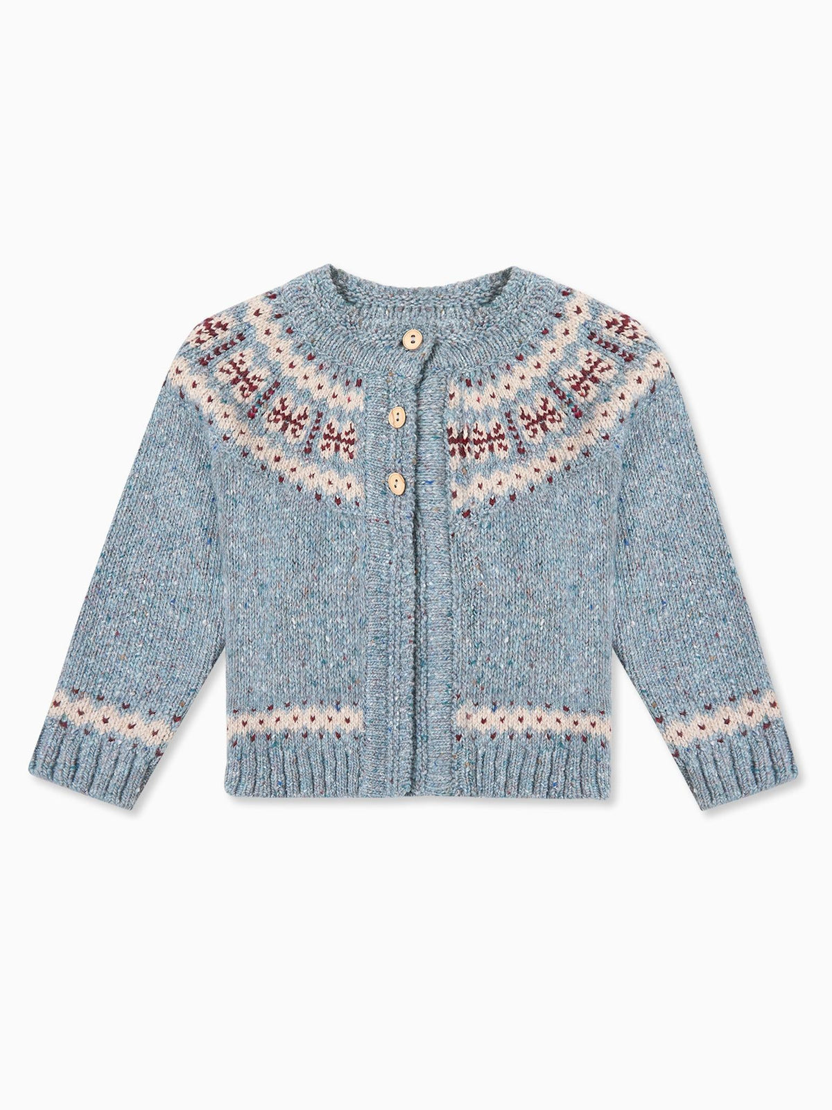 Dusty Blue Taylor Merino Fair Isle Baby Cardigan